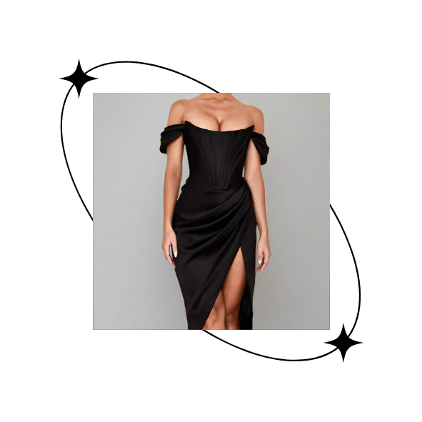 LUCIAN OFF-SHOULDER MIDI DRESS