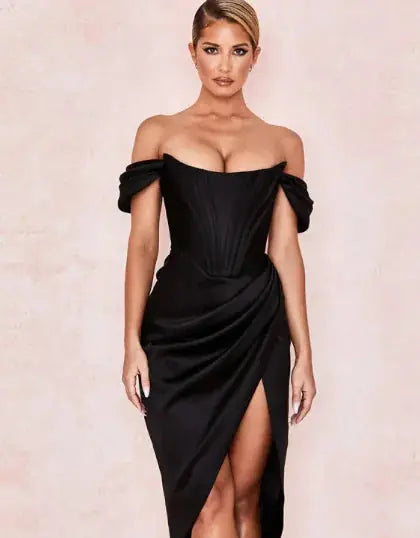 LUCIAN OFF-SHOULDER MIDI DRESS