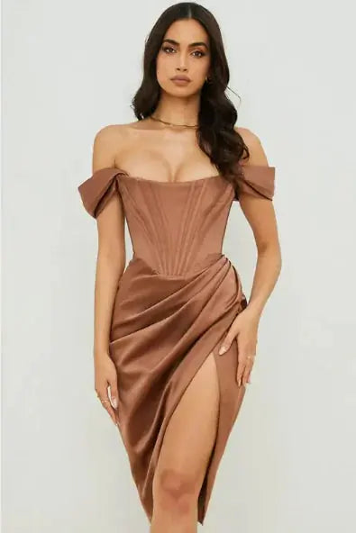 LUCIAN OFF-SHOULDER MIDI DRESS