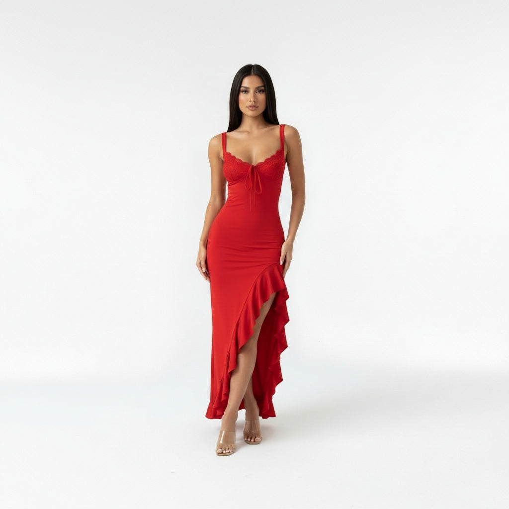 DAHLIA RUFFLE MAXI DRESS