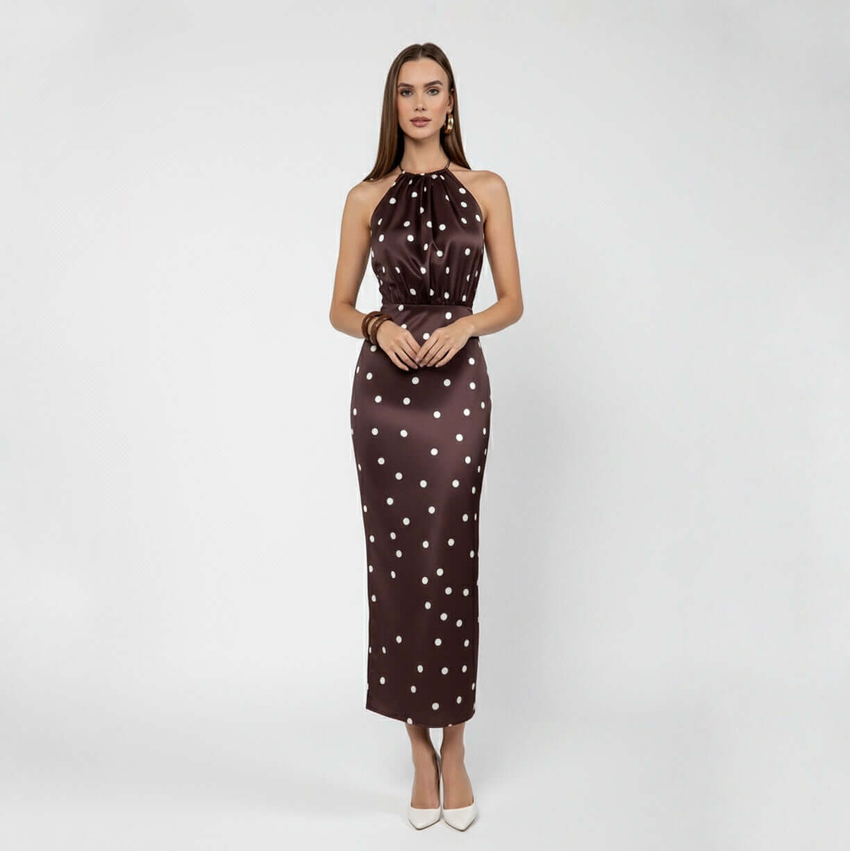 PALAZZO SPOTTED MIDI DRESS