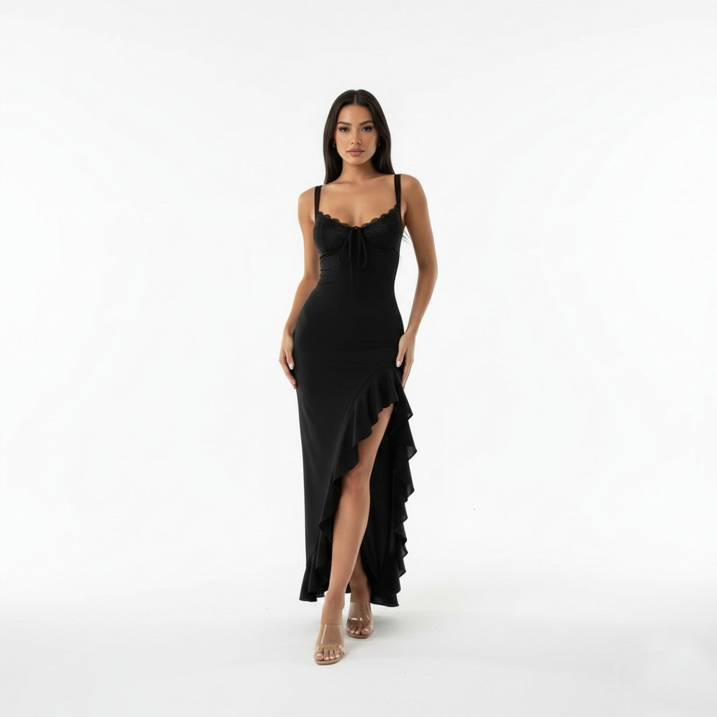 DAHLIA RUFFLE MAXI DRESS