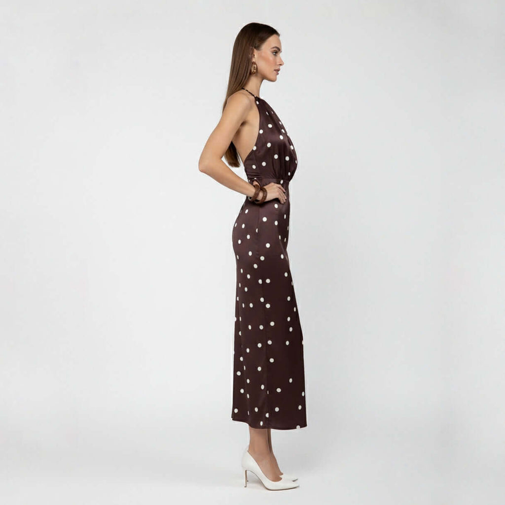 PALAZZO SPOTTED MIDI DRESS