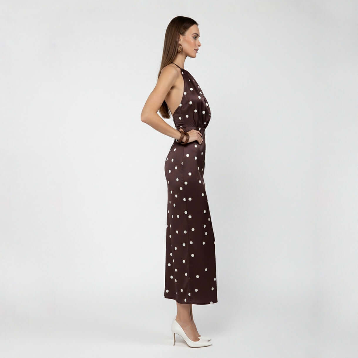 PALAZZO SPOTTED MIDI DRESS