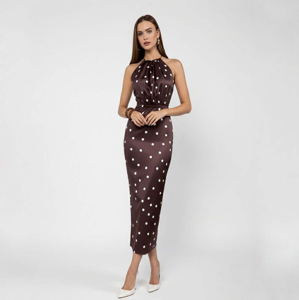 PALAZZO SPOTTED MIDI DRESS